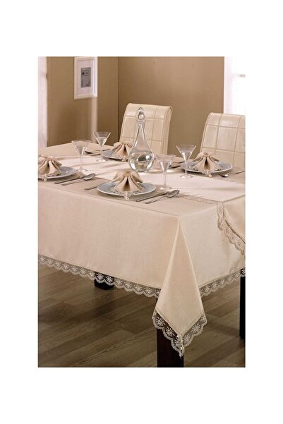 KİFTEKS مفرش طاولة ألفيما 8 أشخاص بدون رعاية قماش جبر بيج