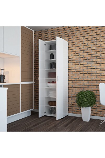 Modilayn Raflı Çok Amaçlı Beyaz Dolap Ard104