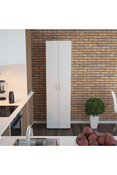 Modilayn Raflı Çok Amaçlı Beyaz Dolap Ard104