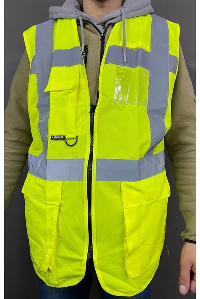 uniwest Neon Sarı Mühendis Reflektörlü Ikaz Yelek (L Beden)