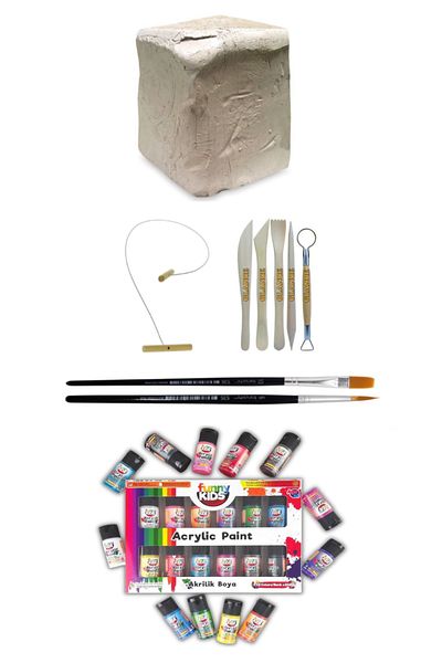 GLANCE Ceramic Dough 6 Kg Funny Kids Kids 20 Ml 12 Colors Acrylic Paint Ceramic Starter Set