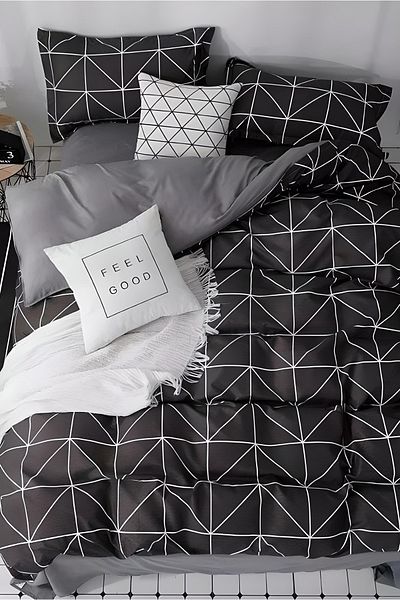 Always Single Double-Sided Duvet Cover Set with Elastic Sheets Pattern4751 Geometry