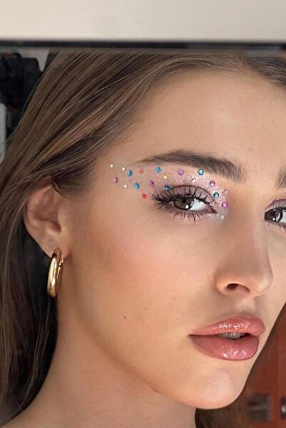 AKOLİFE Rengarenk Yüz Ve Saç Taşı Euphoria Makyaj Taşı Makeup Kristal Festiva...