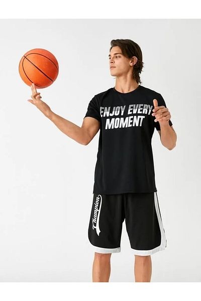 Koton Slogan Printed T-Shirt Crew Neck