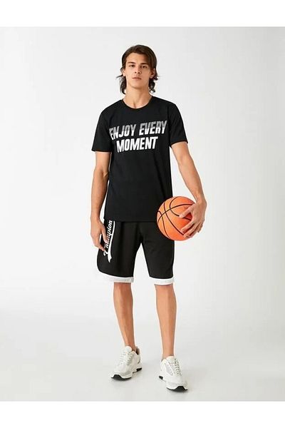 Koton Slogan Printed T-Shirt Crew Neck