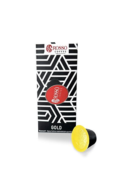 rosso coffee عبوة من 10 كبسولات قهوة ذهبية - متوافقة مع ماكينات نسبرسو