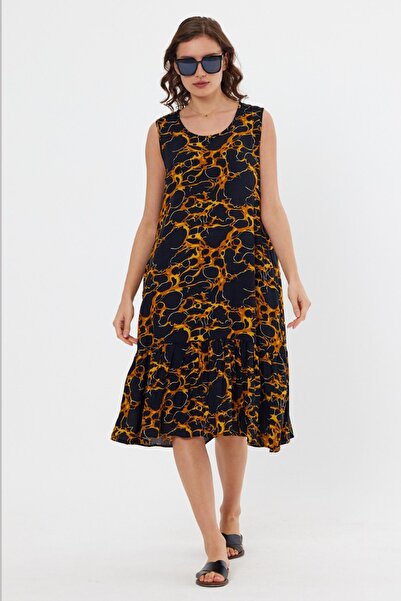 AYASOFYA OTANTIK Women's Black Patterned Dress