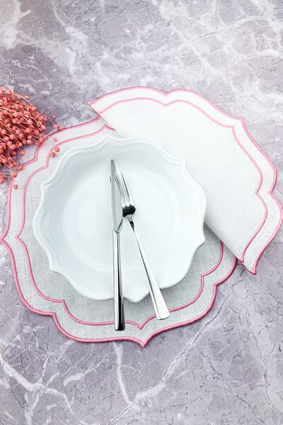 WEARE2 Ροζ Χρώμα Διπλό Κεντημένο Σετ 2 τεμαχίων