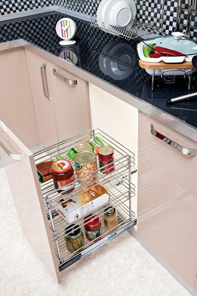 Genel Markalar Tezgah Altı Teleskopik Demonte Şişeliksiz 3 Sepetli (50Lik Mod...