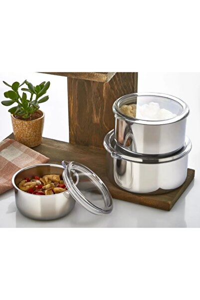 Yıldız çelik Vakum Kapaklı Çelik Saklama Kabı 14-16-18 Cm