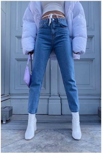Trn JNS Dámské Boyfriend kalhoty Rimma Light Blue Colorfast Mom Jean s vysokým pasem Power Lycra