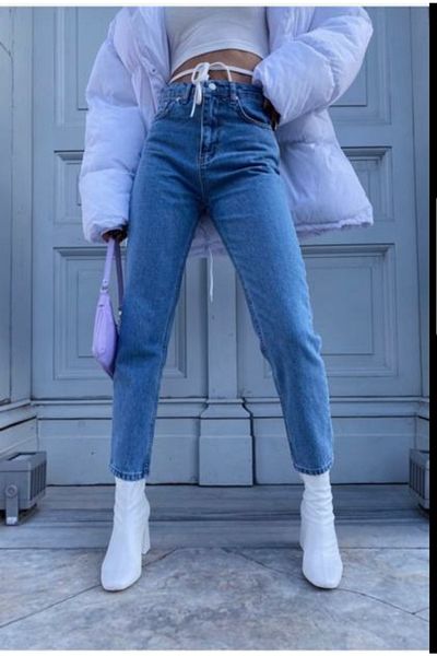 Trn JNS Dámské Boyfriend kalhoty Rimma Light Blue Colorfast Mom Jean s vysokým pasem Power Lycra