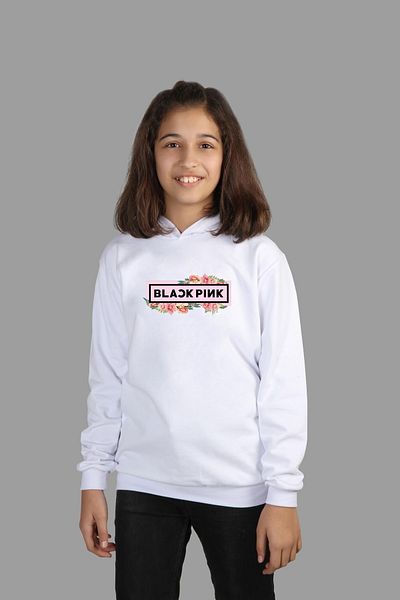 Raf Coll Hanorac cu glugă pentru copii unisex, negru, roz, imprimat digital, cu două fire în interior