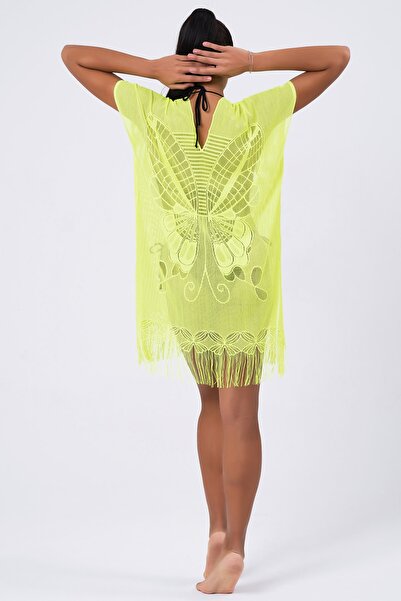 vawensea Women's Butterfly Pattern Tulle Pareo Green