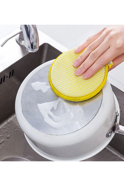 NikaMu Double Sided Dish Sponge Pan and Plate Degreaser Stain Remover Dish Scrubbing Pad
