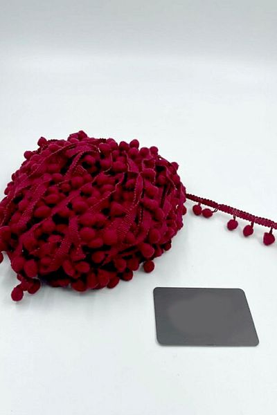 Artcrelier Burgundy Decorative Ribbon 5 Meters Pompom Ribbon Pompom Decoration Pompom – Decorative Ribbon