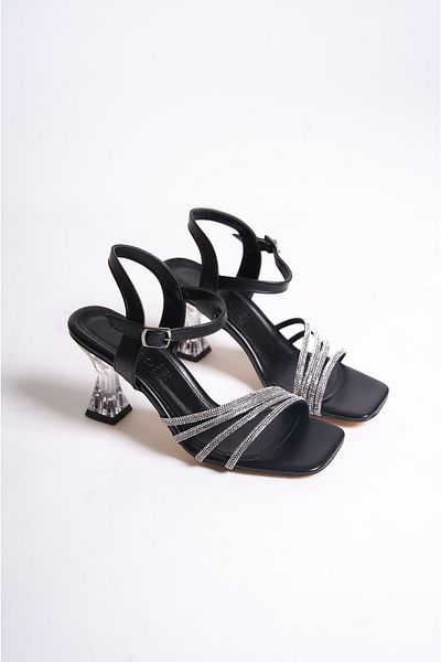 Moda Değirmeni Pantofi rochii de seară de piatră pentru femei negre Bg1071-121-0002