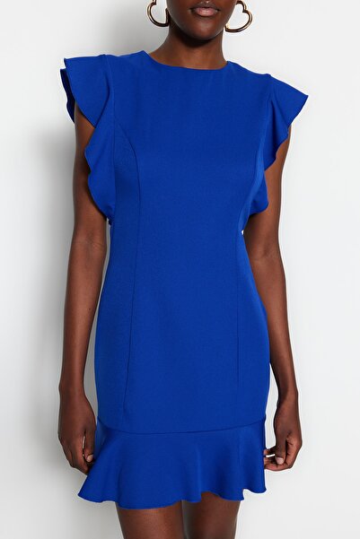 Trendyol Collection Detailní tkané šaty Saks Ruffle TWOSS19XB0075