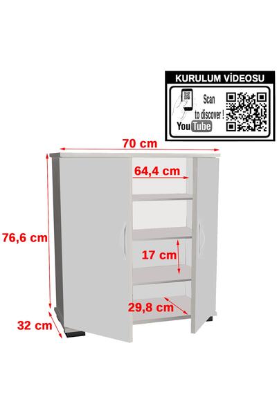 Modilayn Ayakkabılık 4 Raflı Beyaz Ard112