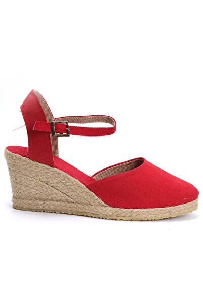 OZ AYAKKABI Red Women's Wedge Heel Espadrille