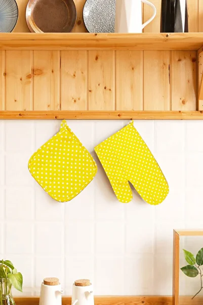 COTENCONCEPT Cotton Oven Mitts and Pot Holders Set 20x20 - 19x30 Cm