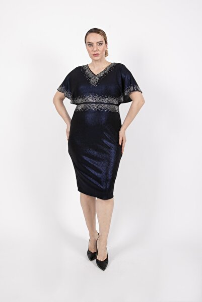 EZZE 4288 Tas Isleme Detaylı Mıdı Boy Elbıse