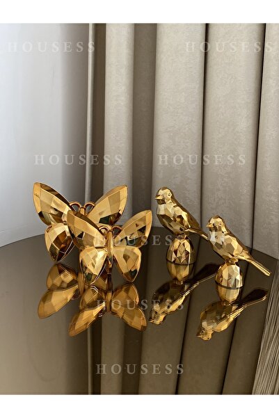 Housess Dekoratif 2'li Kelebek ve 2'li Kuş Mini Biblo Süs