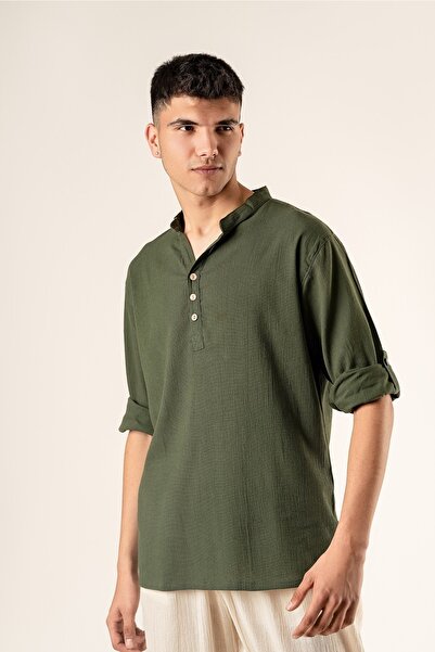 Botex Organic Cotton 3 Button Long Sleeve Men's Shirt