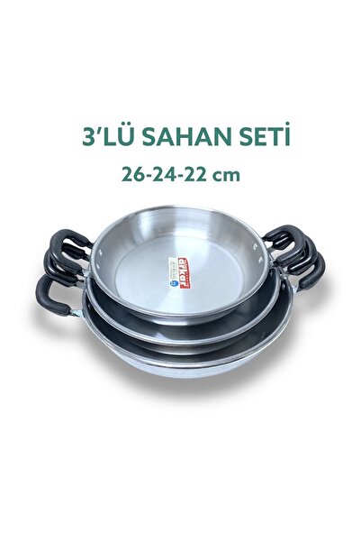 YILDIZ ARKAR Alüminyum Omlet Sahan Tava Seti 3'lü (26-24-22 CM)