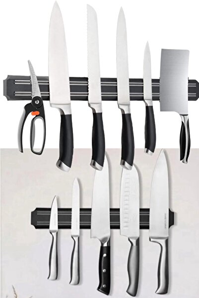 TechnoStation Mıknatıslı Paslanmaz Duvar Bıçak Askısı Standı 33 Cm Pratik Metal Askısı Mutfak Askısı