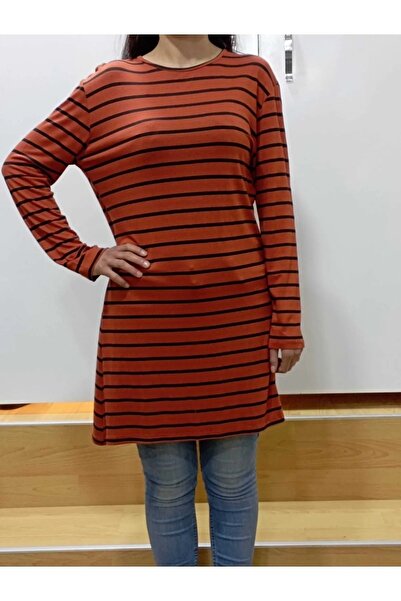 NUR TEKSTİL Kadın Penye Çizgili Tunik