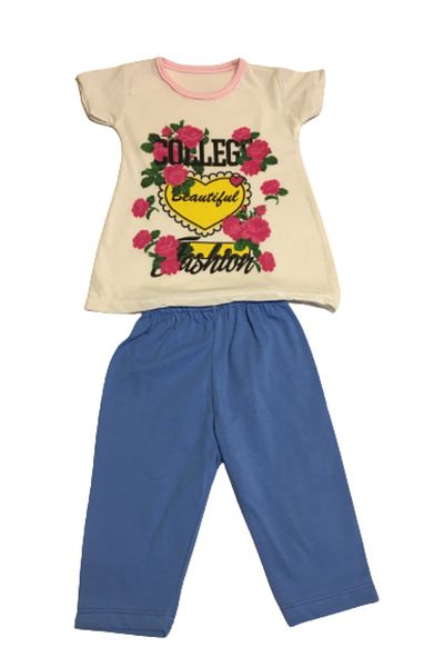Işin Tasarım White Floral Combed Cotton Kids Set