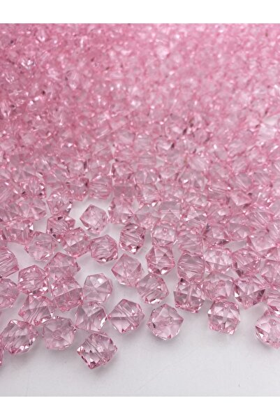 Hedef Bijuteri 100gr 10mm Pembe Renk Küp, Kübik Model Akrilik Boncuk ,çanta B...