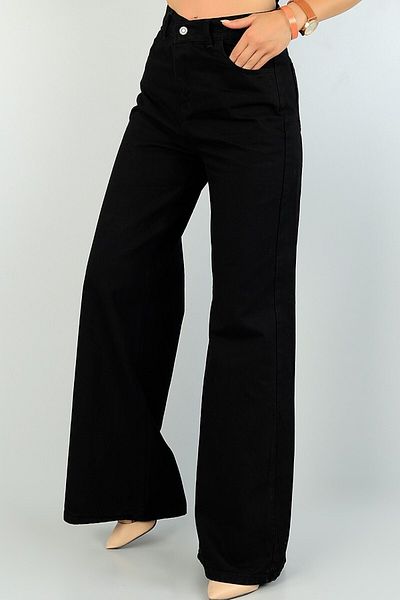 DRC trend Vanes High Waist Black Jeans Black Loose Jeans Lycra Flexible Palazzo