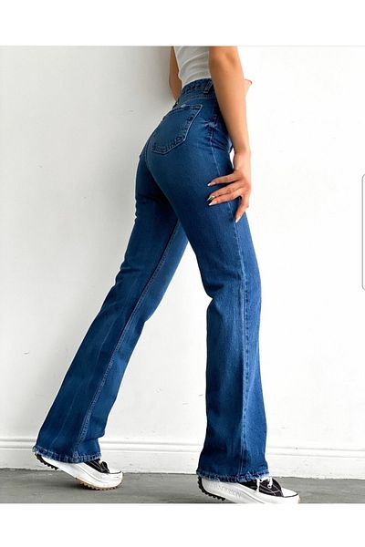 DRC trend Freda 90's Women's Dark Blue Loose Jean Trousers Palazzo