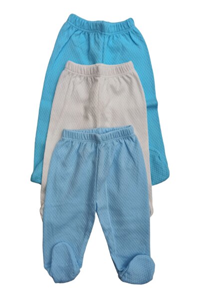 bebedino أحذية أطفال طويلة من القماش المسامي من الأسفل بلون موحد (عبوة من 3 قطع باللون الفيروزي والكريمي والأزرق)