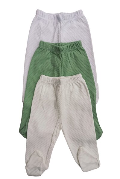 bebedino أحذية أطفال طويلة من القماش المسامي بلون موحد (عبوة من 3 قطع باللون الأبيض الكريمي والأخضر)