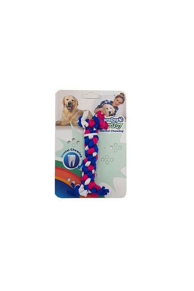 Eurodog Double Knotted Dental Floss Dog Toy 10cm Blue Red White
