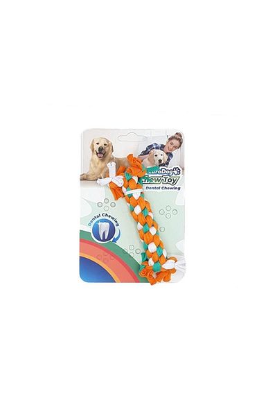 Eurodog Double Knotted Floss Dog Toy 10cm Orange-green-white