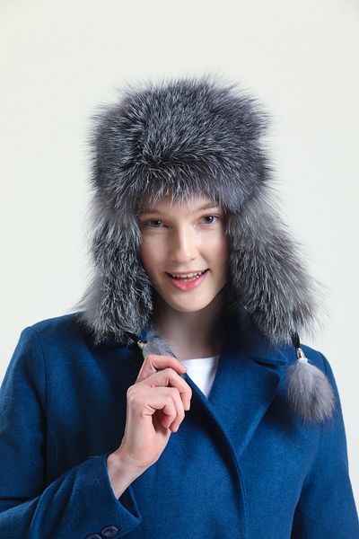 fubileather Winter Genuine Leather Ushanka Women's Hat