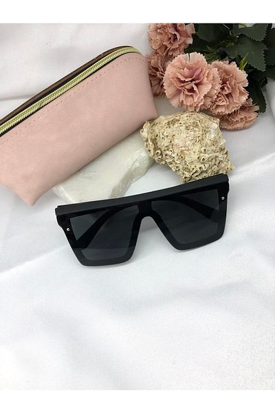Di Caprio Wea Square Rectangle Large Model Black Women's Sunglasses