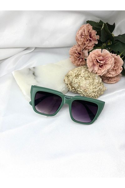 Di Caprio Undea Cat Eye Square Petrol Green Women's Sunglasses