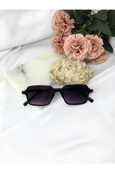 Di Caprio Sandea Square Rectangle Vintage Black Women's Sunglasses