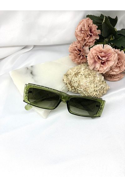 Di Caprio Sery Rectangle Vintage Green Women's Sunglasses