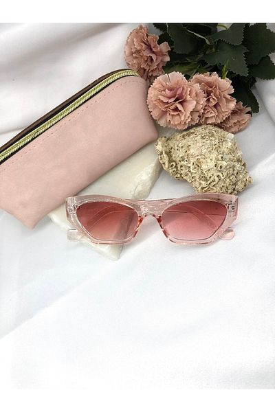 Di Caprio Rendy Cat Eye Vintage Retro Transparent Pink Women's Sunglasses