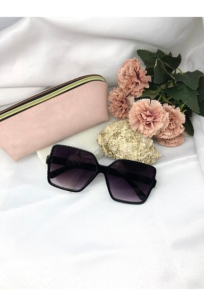 Di Caprio Rangi Rectangle Square Design Black Women's Sunglasses