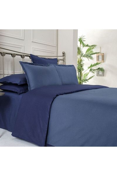 Sarev Set cuvertură de pilota Fancy Stripe King Size Bleumarin