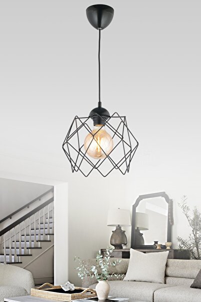 NisaLuce Sunny Metal Tekli Avize-siyah