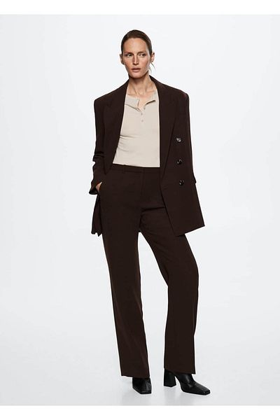 MANGO Woman Tricou cu coaste cu nasturi