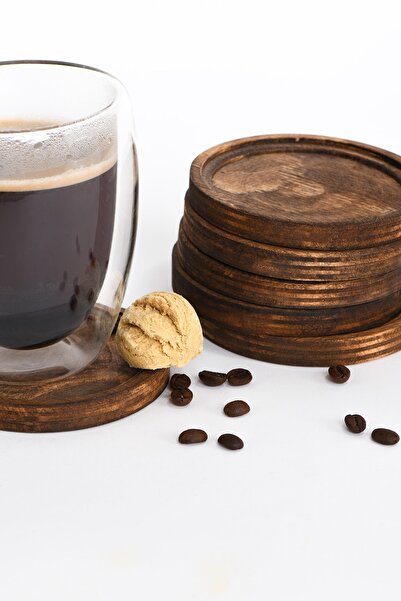 wudie طقم شاي وقهوة لـ 6 أشخاص مع أطباق خشبية